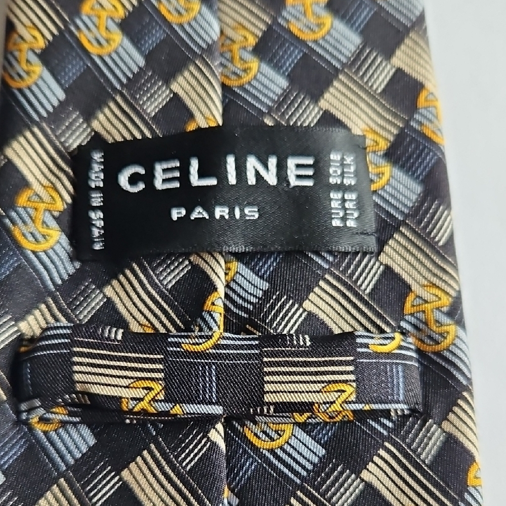 Celine Men's Silk Tie - Black and Gold